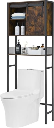 GAOMON The Toilet Storage Cabinet, Bathroom Organizer with Sliding Doors, Adjustable Shelf for Bathroom,Restroom,Laundry, Brown