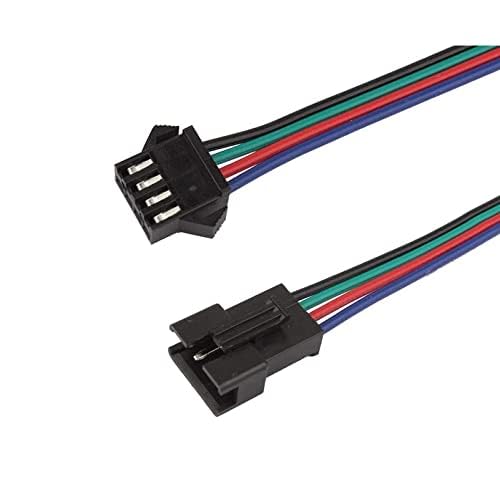 Image of 4 Pin JST SM Locking Type Connector Cable - 2 Sets (4Pcs) Male and Female Plug with 4-Wire 115mm Cable, 2.54mm Pitch, 22 AWG for Arduino, Sensors & LED Lighting