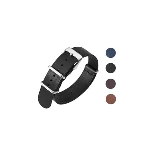 Bracelet de montre en cuir de veau véritable bleu ou marron style armée - 2