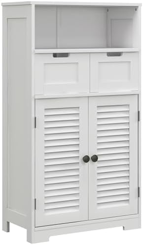 Armoire De Salle De Bain Yaheetech Blanc - 1 Plateau Réglable + 1 Casier Ouvert - MDF - 83,5x45x30 Cm - Neuf