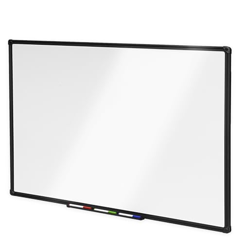 KARAT Tableau Blanc effaçable Onyx - Panneaux Magnétique avec cadre noir en aluminium - Ardoise velleda laqué 80x110 cm - Tableau aimanté mural résistant aux Rayures - Inclus matériel de montage