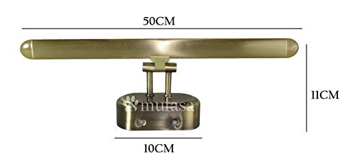 Mufasa 12 Watts Antique Brass Finish Modern 3 Step LED Picture Mirror Light (White, Warm White and Neutral White)