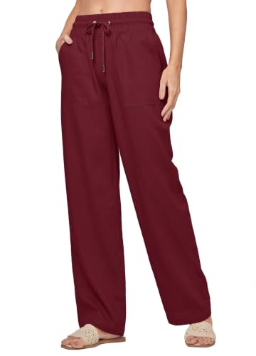 Image of Willit Women Linen Pants Wide Leg Palazzo Trousers 29 inch /31 inch / 33 inch