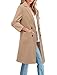 Womens Notch Lapel Double Breasted Camel Pea Coat Mid Length Winter Jackets Long Wool Coat 2XL