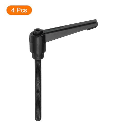 Image of uxcell 4Pcs M6 x 60mm Adjustable Knobs Handle Male Thread Push Button Ratchet Quick Release Locking Rotating Bolt for Lathe Machinery, Black