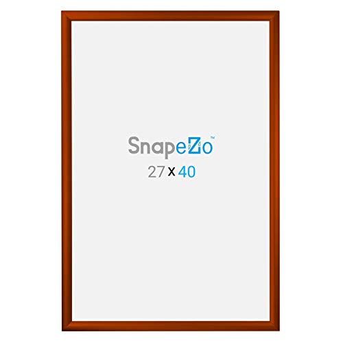 Snapezo Poster Frame 27X40 Inches, Brown 1.2 Inch Aluminum Profile, Front-Loading Snap Frame, Wall Mounting, Premium Series #TOP5