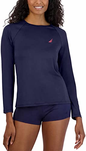 Image of Nautica Women's Long Sleeve Rashguard - Quick-Dry, UPF Protection, Swim Shirt, Pool, Beach, Hiking, Yoga, Volleyball