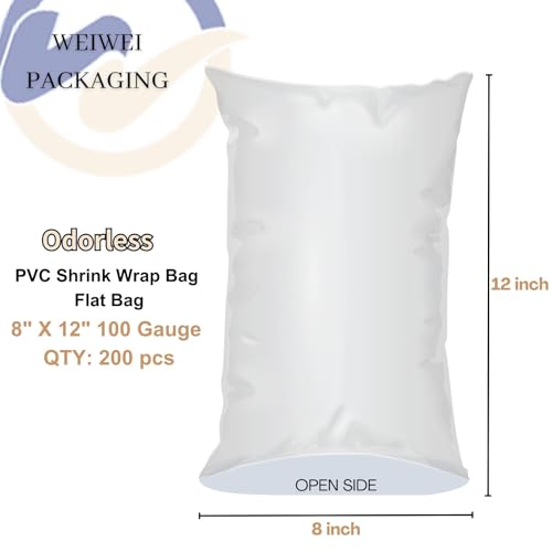 Image of WEIWEI - 8x12 inch 200PCS Odorless PVC Heat Shrink Wrap Bags 100 Gauge