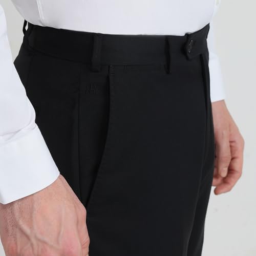 Image of Raymond Men Regular Fit Solid Pattern Poly Wool Blend Flat Front Formal Trouser