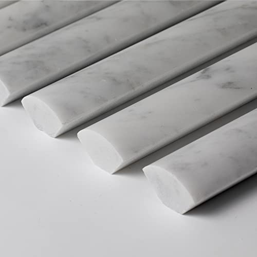 Lovdeco Carrara White Quarter Round Tile Liner 6 Pack 1"X12" Marble Pencil Liner Tile Polished #TOP6