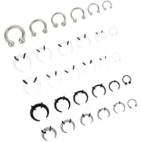 BESPORTBLE 30pcs Stainless Steel Septum Pincher Rings for Women C-shaped Nose Piercing Jewelry Bundle with
