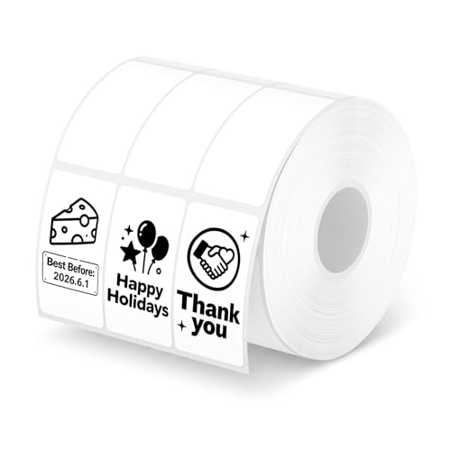 Image of MUNBYN 1x1.75 Inch 3-Up Thermal Labels, Only Work with MUNBYN 403B Printer | Adhesive Thermal Stickers for Barcode, Mailing Return Address, Inventory, 2400 Stickers /1 Roll