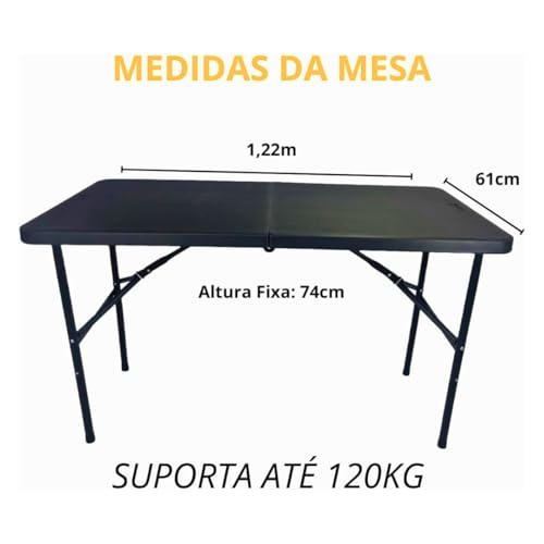 Mesa Maleta Dobrável VG Home Vira Mala Camping Acampamento Portátil (Preto)