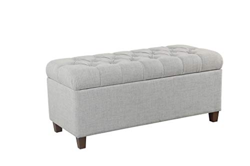 Homepop Home Decor Tufted Ainsley Button Storage Ottoman Bench with Hinged Lid Ottoman Bench with Storage for Living Room & Bedroom, Light Blue 18x40x18 Inches by HomePop - Image 2