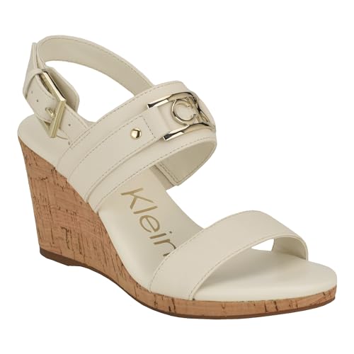 Calvin Klein Women's Bomega Wedge Sandal, Ivory, 151, 10