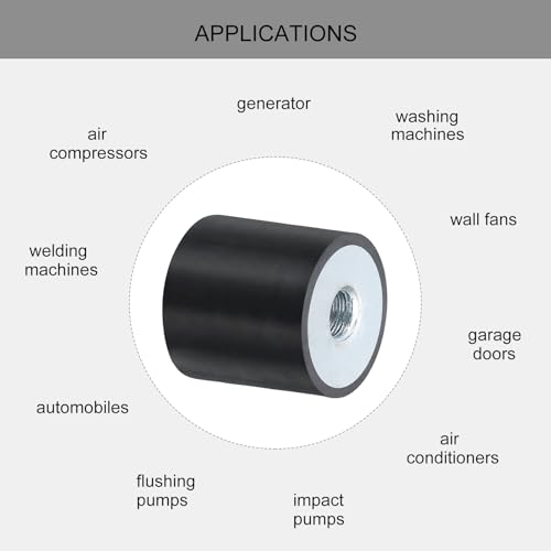 QUARKZMAN 4 Stück 25 x 25mm M8 Gewindebuchsen, Gummipuffer, ersetzt Antivibrationspads Flache Silentblock-Basisblock