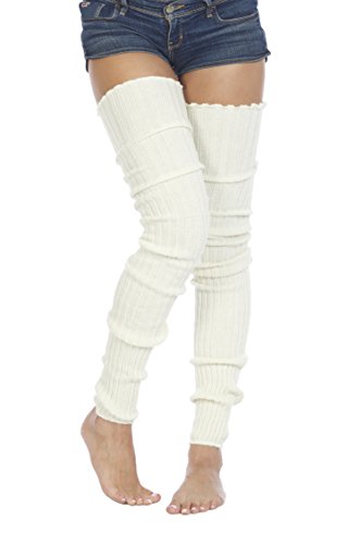 Foot Traffic Women's Cable-Knit Leg Warmers (Ivory, Super Long)4