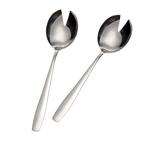 GRÄWE Salatbesteckset, Kurze Griffe, 2-teilig, poliert, spülmaschinengeeignet, aus Edelstahl 18/0 Chromstahl, Servierlöffel im zeitlosen Design, Serie Königstein