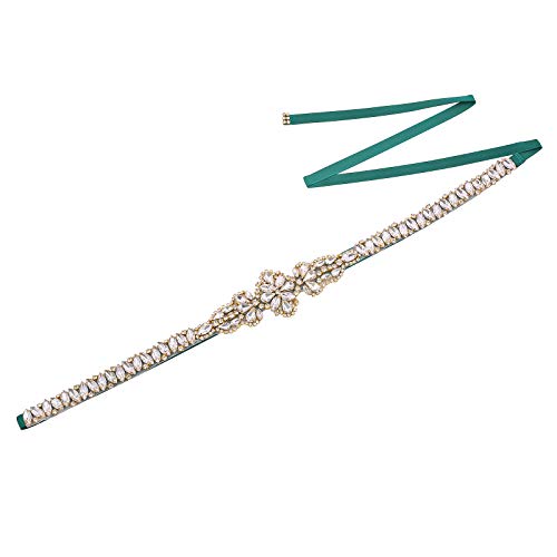 Rhinestone Bridal Belts and Sashes Clear Crystal Pearl Wedding Belt for Bride Dress