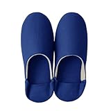[Sleep Tailor] 日本製 バブーシュ Sサイズ 21～23cm リネン コットン スリッパ ルームシューズ 綿 麻 山形県産 メンズ レディース キッズ 子供 2way 洗える フラットシューズ 北欧 オールシーズン 阿部産業コラボ (マリーナブルー, S)