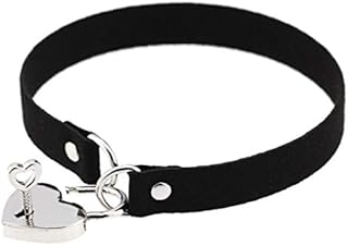 Bontand Leather Punk Collar Love Lock Chokers for Women Heart Alloy Statement Choker Necklace Neck Jewelry for Female
