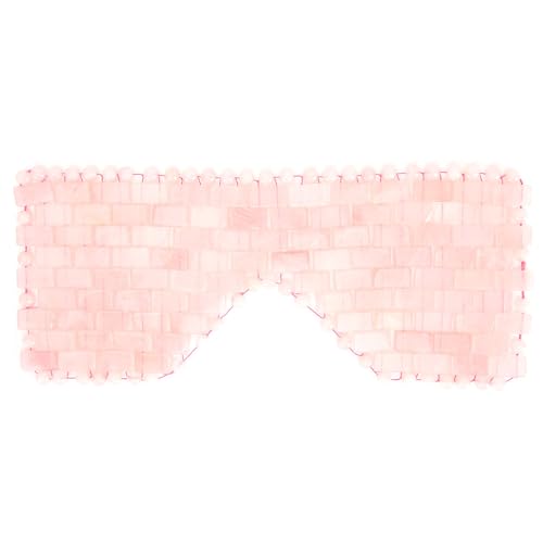Masque Rafraîchissant pour les Yeux en Pierre de Jade pour les Yeux Gonflés, Soulage et Favorise le Sommeil, avec des Pierres Froides et Apaisantes, Masque de Massage Oculaire Thérapeutique (rose)