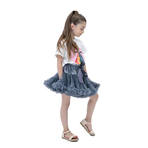 Baby Girl Tulle Skirt Extra Fluffy Petticoat For Girls 36 Colors Kids Tutu Skirt Ballet Pettiskirt For Little Girl (6M-10T) (Dark Grey, M) #TOP7
