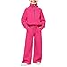 Rjognt Sets For Girls Outfit For 11-12 Toddler Boys Girls Half Zip 2 Piece Sweatsuits for Teens Kids Thumb Hole Sweatshirts and Jogger Sweatpants Sweat Set Fashion With Pockets Hot Pink