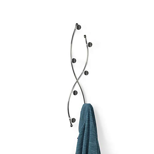 Spectrum Diversified Sweep Wall-Mount, 8-Hook Double Entryway, Closet Bathroom & Kitchen Storage, Home Decor Hat & Coat Rack For Organization, Chrome #TOP2