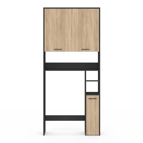 Meuble étagère dessus WC WALLIS et bois façon hêtre - vue 5