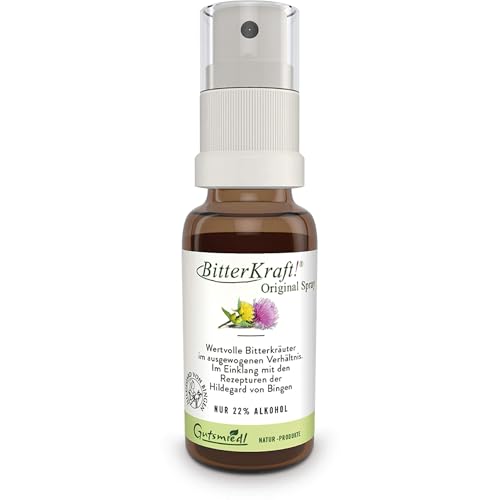 BitterKraft! Original BIO Bittertropfen 20 ml Spray nach Hildegard von Bingen 9 erlesene Bitterkräuter - Verdauungsfördernd hochdosierte Bittetropfen - 100% Natur Vegan Made in Germany