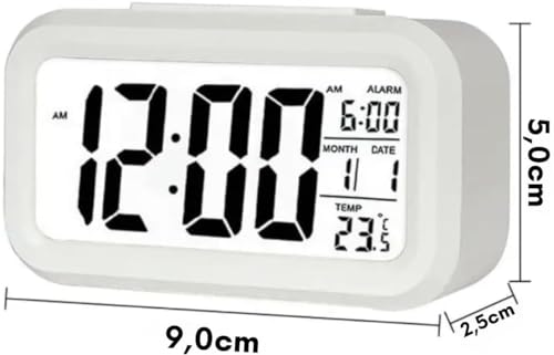 Relógio Digital de Mesa Despertador Inteligente Mini com Sensor de Temperatura Cabeceira Premium Min