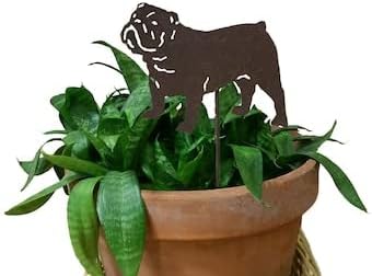 Bulldog Plant Stake, English Bulldog, Dog Memorial, Plant Marker, Dog Gift, Pet Metal Wall Art