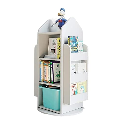 Bookcase Multilayer Rotatable Bookshelf Bookcase Storage Shelf for Living Room Bedroom Home Office Organizer Shelves Bookshelves Bookshelf Bedroom(White)