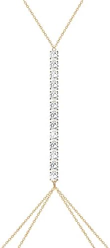 Gold Body Necklace for Women, Sexy Bikini Chain Body Necklace,2 Layer CZ Gemstone Body Chain