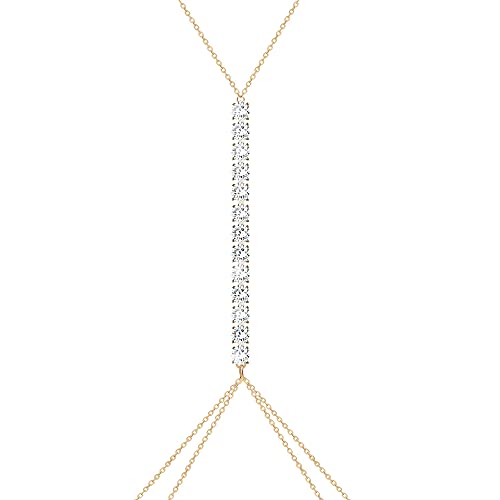 Gold Body Necklace For Women, Sexy Bikini Chain Body Necklace,2 Layer Cz Gemstone Body Chain #TOP1