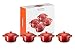 Le Creuset Set of 4 Mini Cocottes with Cookbook, Cerise (Cherry Red)