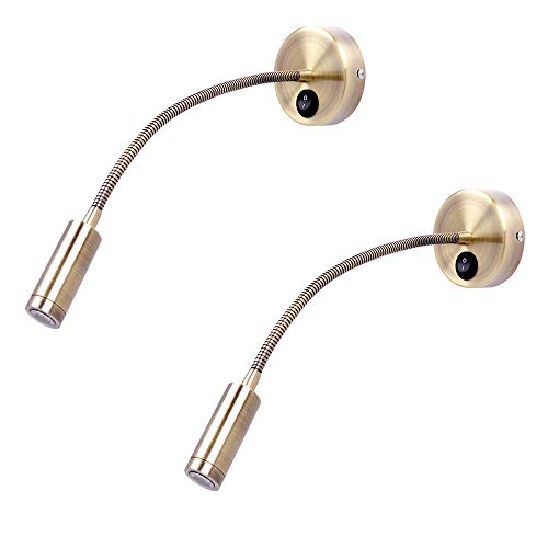 QEQ Lampe De Lecture,Lampe Chevet Murale 2 Lumières Applique Liseuse LED Col De Cygne Lumière 3W, 3000-6000K/3W,Angle De Faisceau:30 °,Longueur Du Col De Cygne:30Cm,Warmyellow Cover