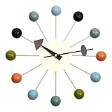 MOLEIHAO Wood Ball Wall Clock 13 inches Silent Non Ticking Battery Operated,Mid Century Modern Decor