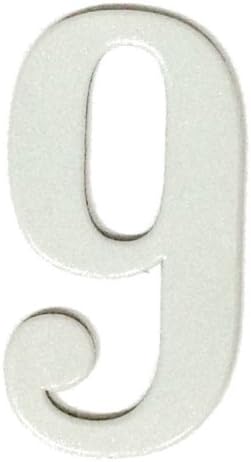NumbersAndLetters - Fancy White Thick Outdoor Adhesive Reflective Mailbox Number or House Number - Single Digit Number 9 - Size - 6 Inch - 1/8 Inch thick