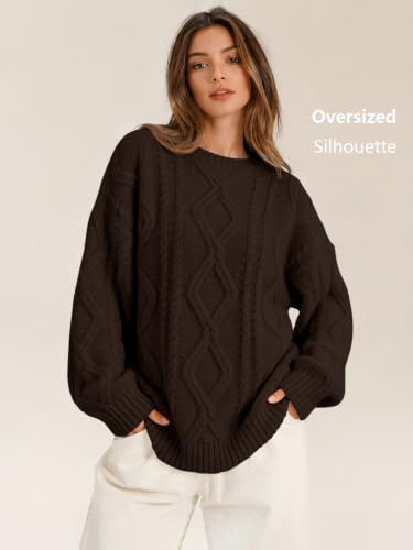 Image of Trendy Queen Women's Oversized Cable Knit Sweaters 2026 Fall Outfits | Quiet Luxury Style, Chunky Knit Texture, Winter Holiday Outfit, Easy Layering Piece, Fall Fashion Staple