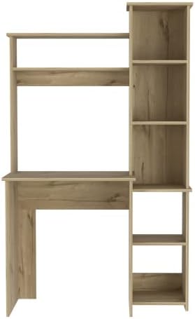 Miniatura 11 de Escritorio para computadora con estantería, escritorio de madera para adolescentes, escritorio para estudiantes, escritorio, laptop, oficina en casa