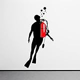 Wallency Scuba Diver Wall Decal - Scuba Diver Silhouette - Diving Wall Decal - Diver Gift Idea - Rem