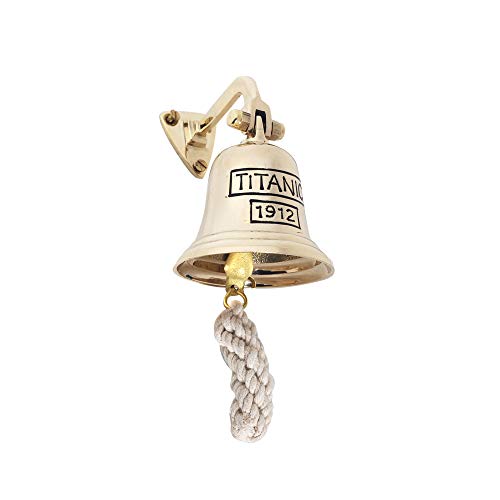 ROCKING GIFTS Campana de Barco para Colgar en Pared de Laton Titanic 10 cm con Cuerda Sonajero, Timbre Recepción, Decoración Nautica Retro Vintage
