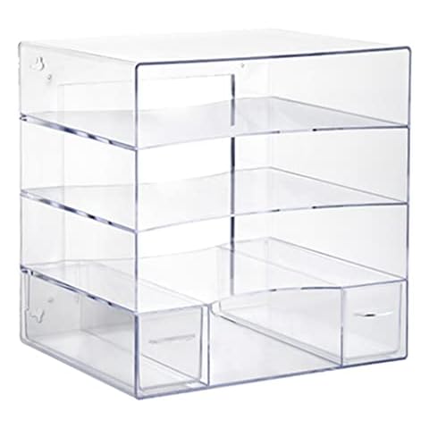 Desk File Organizer Letter Tray Clear Plastic File Organizer For Desk Paper Holder Desktop Paper Tray 4-tier Desk Organizer With Drawers (Color : Transparent, Size : 34.1 * 25 * 34cm) Cover