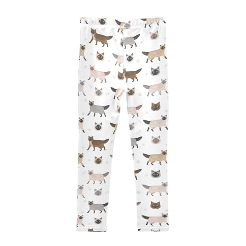 Girls Basic Leggings Baby Girls Pants Siamese Cats Soft Footless Stretchy Tights Pants 4-10Y2