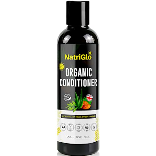 Organic Tea Tree, Aloe Vera & Sweet Almond Conditioner for Dry, Flaky, Itchy Scalp, Damaged Hair - Spots, Pimples | Eczema Care | Vegan Conditioner for Women & Men | SLS Free, Pareben & Sulfate Free …