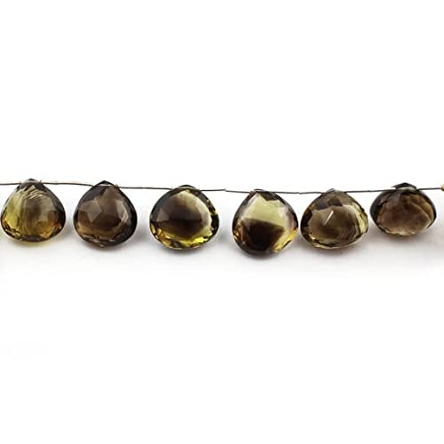 Briolettes quartz citron et fumé 24mm-31mm en cœur facetté pour création bijoux SB14