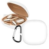 KUSINHOKA Custodia Compatibile con Xiaomi OpenWear Stereo PRO, Cover Protezione in Silicone con Gancio Portachiavi, Morbido Antiurto Portatile Custodia Protettiva [Ricarica Wireless], Bianco