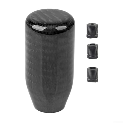 Gdfnmogo Pomo de cambio de fibra de carbono para vehículos de transmisión manual, palanca de cambios de fibra de carbono forjada negra con adaptador de rosca de 8 mm/10 mm/12 mm, apto para